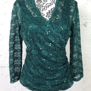 MSK Lace Sequin Top